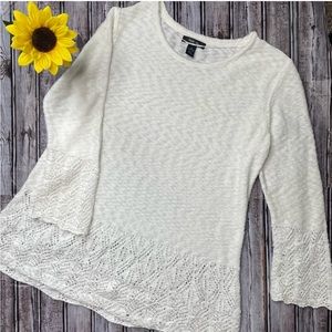Style & Co white sweater with crochet trim size XL